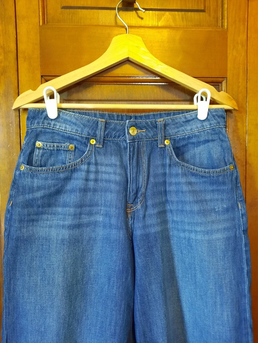 🛍 H&M Divided Cotton Blend Dark Wash Mid-rise Wide Leg Denim Jeans Size 4